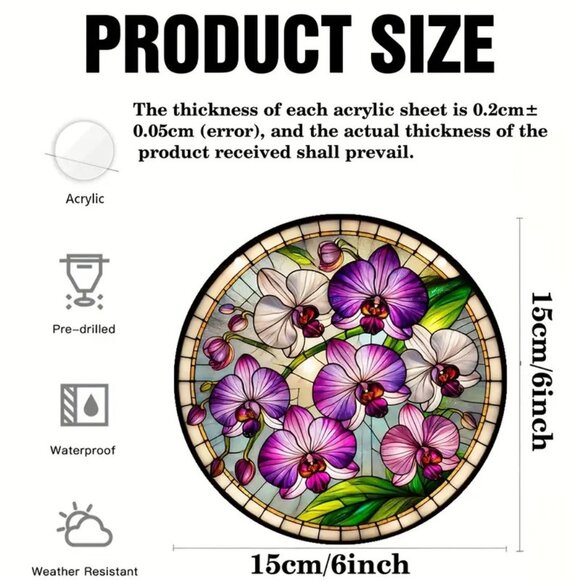 Suncatcher Flowers Orchid Pink Purple Floral Hanging Window Decor Colorful - Picture 4 of 4